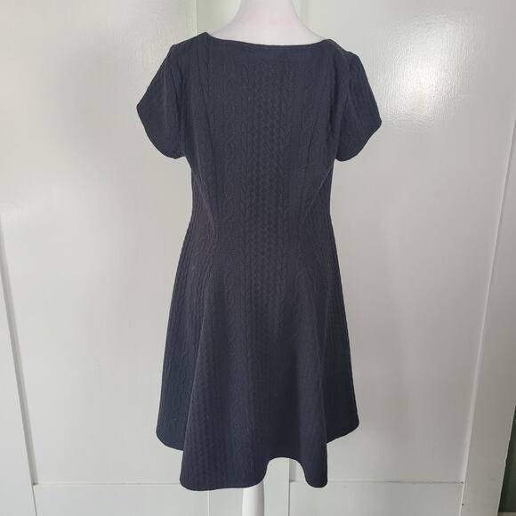 Torrid Size 00 Mini Textured Knit Skater Dress Black fit & Flare Short Sleeve - Picture 4 of 12